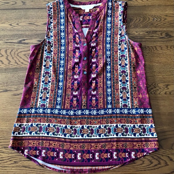 Magnolia Grace Small V Neck Preppy Sleeveless Button Detail Tank Top Mult Color - Picture 8 of 8